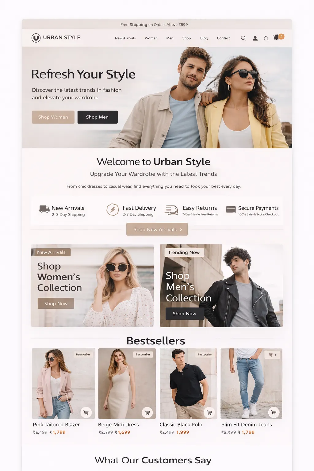 Urban Style Store — E-Commerce project by GrowwOnline
